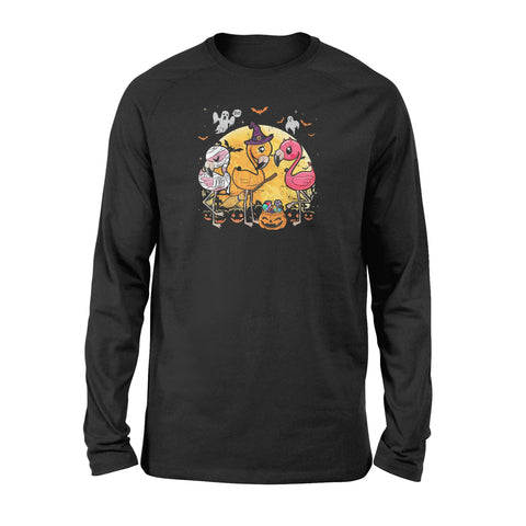 Image of Flamingo Lover Funny Pumpkin Halloween Party - Standard Long Sleeve