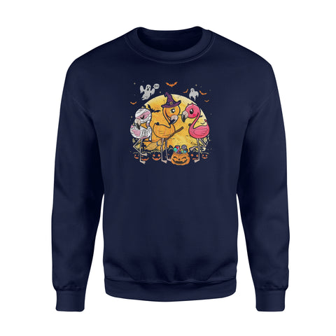Image of Flamingo Lover Funny Pumpkin Halloween Party - Standard Fleece Sweatshirt