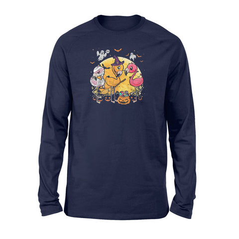 Image of Flamingo Lover Funny Pumpkin Halloween Party - Standard Long Sleeve