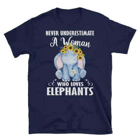 Image of Funny Never Underestimate A Woman Who Loves Elephants Short-Sleeve Unisex T-Shirt, Elephants Lover Shirt