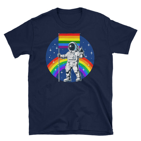 Image of Gay Dad Rainbow Astronault LGBT Pride Short-Sleeve Unisex T-Shirt, LGBTQ Pride Shirt, Gay Pride, Lesbian Pride