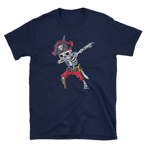 Image of Dabbing Skeleton Pirate Halloween Short-Sleeve Unisex T-Shirt