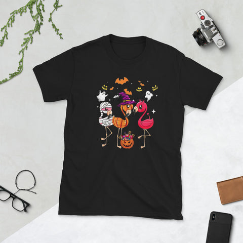 Image of Flamingo Happy Halloween Short-Sleeve Unisex T-Shirt