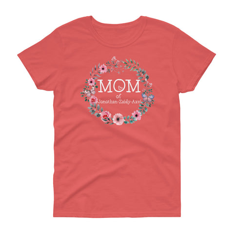 Image of Personalized Mom Of Kids Names Ladies Heavy Cotton Short Sleeve T-Shirt, Mother's Day Gift For Mom