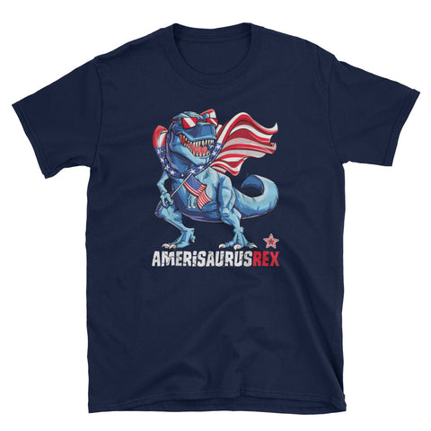 Image of Dinosaur 4th of July Amerisaurus T Rex Short-Sleeve Unisex T-Shirt