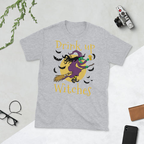Image of Drink Up Witches Funny Halloween Short-Sleeve Unisex T-Shirt