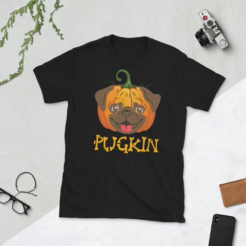 Image of Pugkin Pug Pumpkin And Pug Funny Costume Halloween Short-Sleeve Unisex T-Shirt