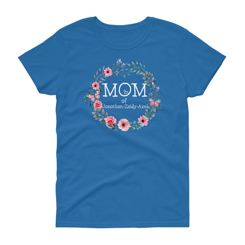Image of Personalized Mom Of Kids Names Ladies Heavy Cotton Short Sleeve T-Shirt, Mother's Day Gift For Mom