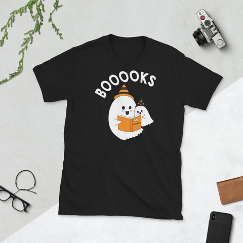 Image of Booooks Book Ghost Halloween Short-Sleeve Unisex T-Shirt