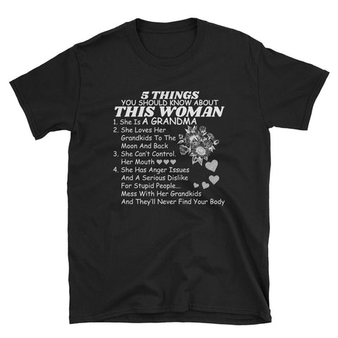 Image of 5 Things You Should Know About This Grandma Short-Sleeve Unisex T-Shirt / Grandma Gift / Birthday Shirt For Grandma