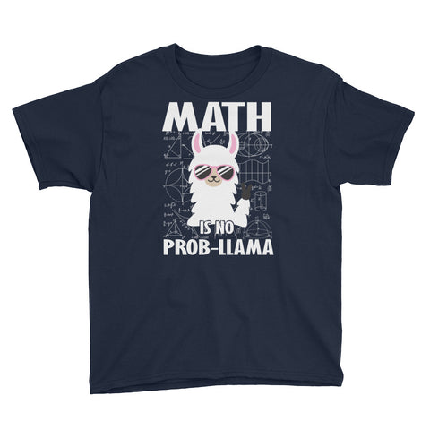 Image of Math Is No Pro-Llama Youth Short Sleeve T-Shirt, No Problem Llama, Funny Llama Shirt