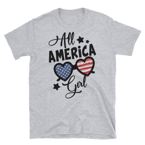 Image of All America Girl America Flag 4th Of July Short-Sleeve Unisex T-Shirt, Independence Day Shirt