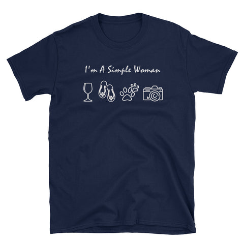 Image of I'm A Simple Woman Short-Sleeve Unisex T-Shirt, Dog Mom Shirt, Selfie Shirt, Women Shirt