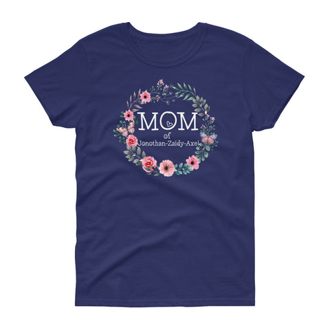 Image of Personalized Mom Of Kids Names Ladies Heavy Cotton Short Sleeve T-Shirt, Mother's Day Gift For Mom