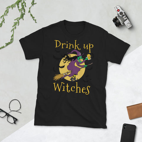 Image of Drink Up Witches Funny Halloween Short-Sleeve Unisex T-Shirt