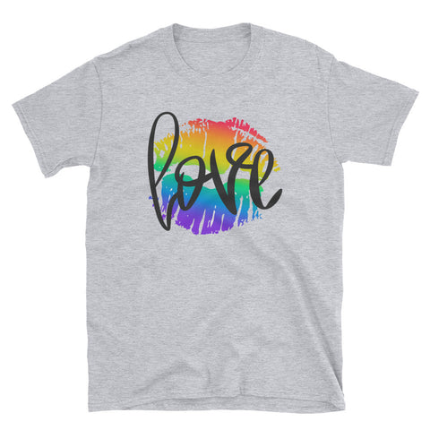 Image of Rainbow Lip Love LGBT Pride Short-Sleeve Unisex T-Shirt, LBGT Day Shirt, Gay Shirt, Lesbian Shirt