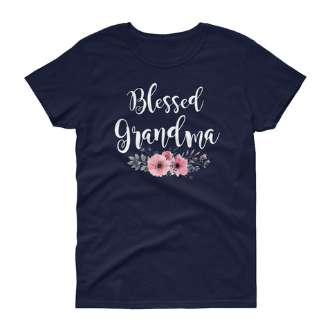Image of Personalized Blessed Grandma Shirt, Funny Grandmother Gift Women's short sleeve t-shirt