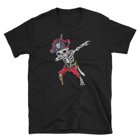 Image of Dabbing Skeleton Pirate Halloween Short-Sleeve Unisex T-Shirt