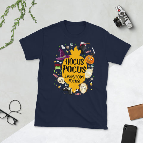 Image of Hocus Pocus Everybody Focus Funny Halloween Short-Sleeve Unisex T-Shirt