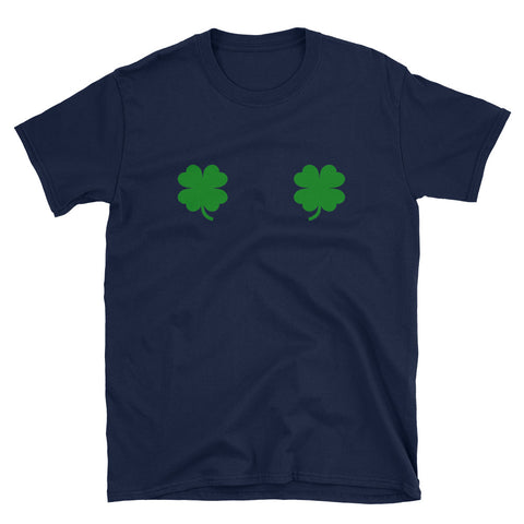 Image of Irish Shamrock Boobs Saint St.Patrick's Paddys Day Short-Sleeve Unisex T-Shirt, Funny Shamrock T-shirt for Men, Women