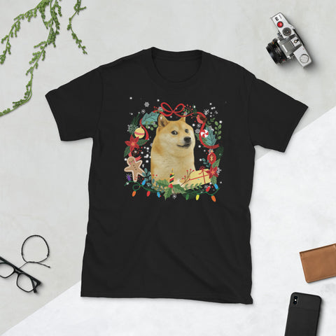 Image of Lover Dogs Shiba Inu Christmas Short-Sleeve Unisex T-Shirt