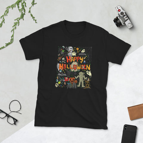 Image of Happy Halloween Scary Retro Short-Sleeve Unisex T-Shirt