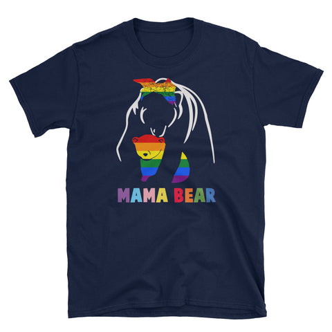 Image of Mama Bear LGBT Pride Short-Sleeve Unisex T-Shirt, Proud Mom LGBTQ Pride Shirt. Gay Mama Shirt, Lesbian Mama, Mom Of Gay, Mom Of Lesbian