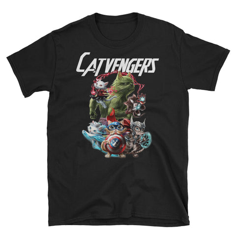 Image of Cute Cat Catvengers Short-Sleeve Unisex T-Shirt, Funny Graphic Tee