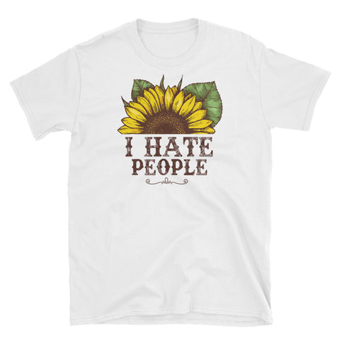 Image of I Hate People Sunflower Short-Sleeve Unisex T-Shirt, Sunflowers Watercolor Shirt