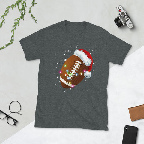 Image of Football Christmas Football Santa Hat Christmas Short-Sleeve Unisex T-Shirt