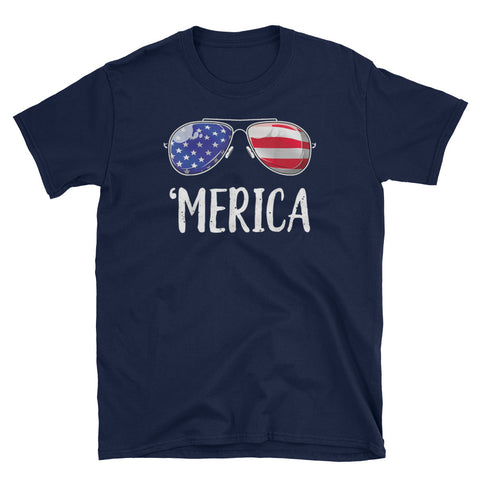Image of Merica Sunglasses 4th of July Short-Sleeve Unisex T-Shirt