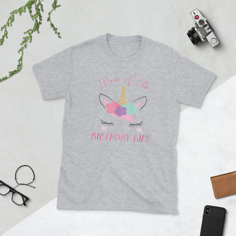 Image of Cute Unicorn Mom Shirt Mom of the Birthday Girl Short-Sleeve Unisex T-Shirt