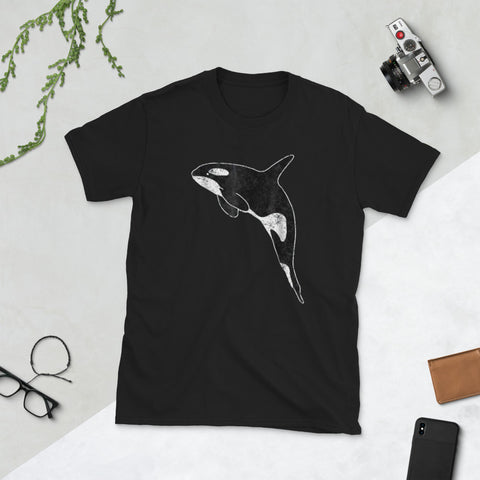 Image of Killer Whale T-Shirt Orca Aquatic Sea Ocean Distressed Short-Sleeve Unisex T-Shirt