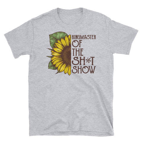 Image of Funny Ring Master Of The Shit Show Short-Sleeve Unisex T-Shirt, Sunflower Watercolor Shirt