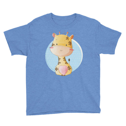 Image of Cute Baby Giraffe Youth Short Sleeve T-Shirt, Funny Giraffe Shirt For Kids