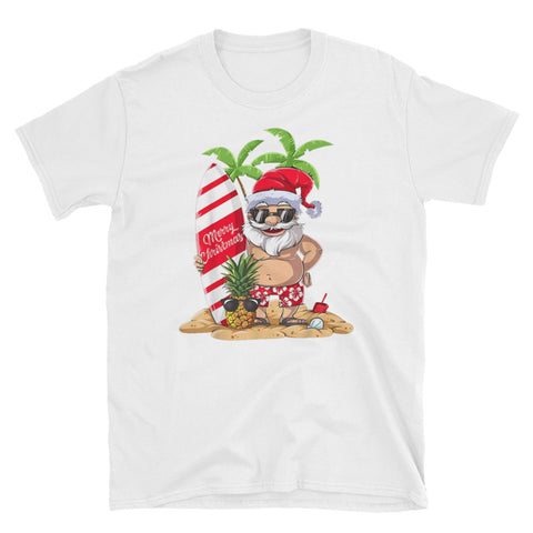 Image of Christmas in July Santa Hawaiian Surfing Short-Sleeve Unisex T-Shirt