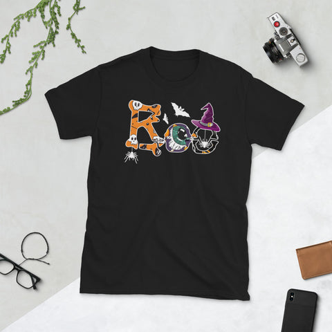 Image of Boo Halloween Spiders Witch Hat Bat Short-Sleeve Unisex T-Shirt