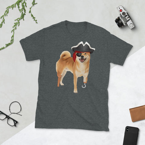 Image of Shiba Inu Pirate Halloween Dog Lovers Short-Sleeve Unisex T-Shirt