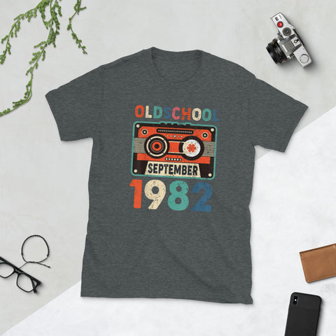 Image of Old School September 1982 37th 37 Yrs Birthday Short-Sleeve Unisex T-Shirt