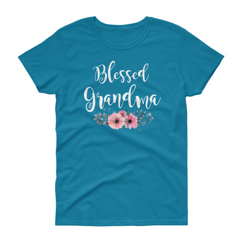 Image of Personalized Blessed Grandma Shirt, Funny Grandmother Gift Women's short sleeve t-shirt