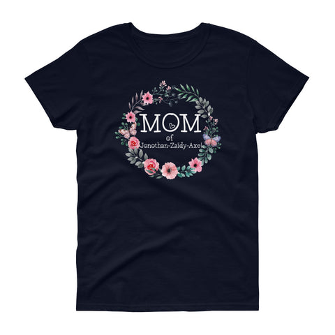 Image of Personalized Mom Of Kids Names Ladies Heavy Cotton Short Sleeve T-Shirt, Mother's Day Gift For Mom
