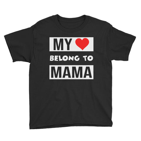 Image of Personalized My Heart Belong To Mama Youth Lightweight Fashion T-Shirt, Cute Mother's Day Gift For Kids
