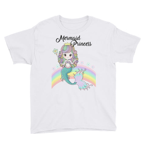 Image of Mermaid Princess Daughter Birthday Party Outfit Youth Short Sleeve T-Shirt, Cute Birthday Shirt For Daughter Princess