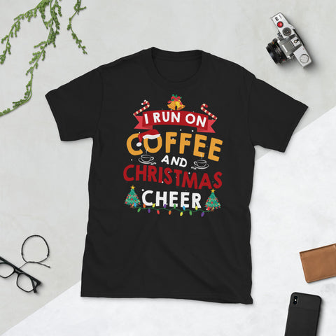 Image of I Run On Coffee and Christmas Cheer Short-Sleeve Unisex T-Shirt