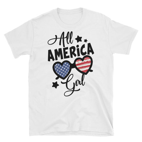 Image of All America Girl America Flag 4th Of July Short-Sleeve Unisex T-Shirt, Independence Day Shirt