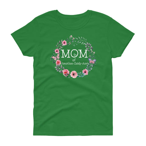 Image of Personalized Mom Of Kids Names Ladies Heavy Cotton Short Sleeve T-Shirt, Mother's Day Gift For Mom