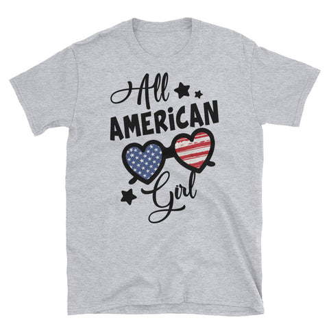 Image of All American Girl US Flag 4th Of July Short-Sleeve Unisex T-Shirt, Independence Day Shirt For Women