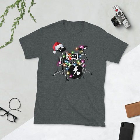 Image of Christmas Drummer Best Christmas Concert Drum Hat Santa Short-Sleeve Unisex T-Shirt