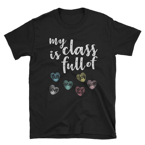Image of My Class Is Full Of Sweet Hearts Fingerprint Short-Sleeve Unisex T-Shirt, Funny Valentine Gift For Teacher