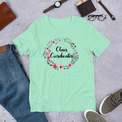 Image of Chaos Coordinator Floral Unisex T-shirt, Cute Floral Shirt For Mother's Day, Mother's Day Gift For Mom